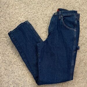 Wrangler Riggs workwear medium wash cargo denim jeans Size 32x36